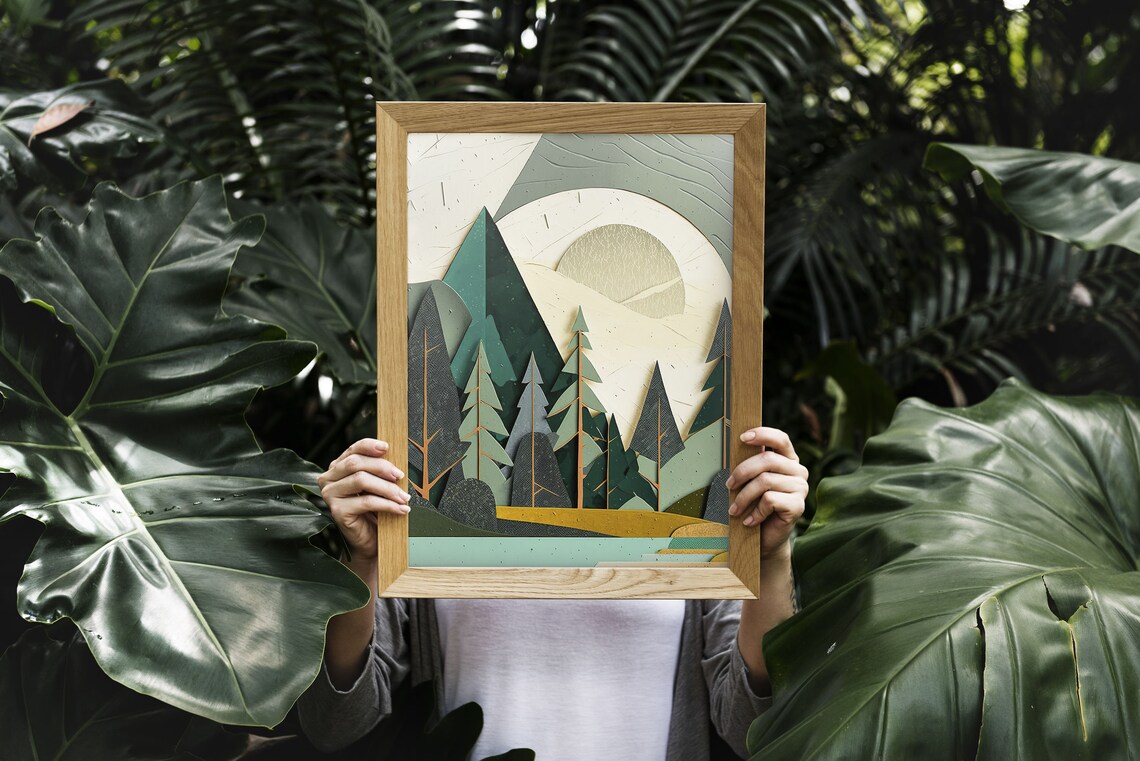 Paper Cutout Nature Art Print, Rustic Lake House Decor - Image 4
