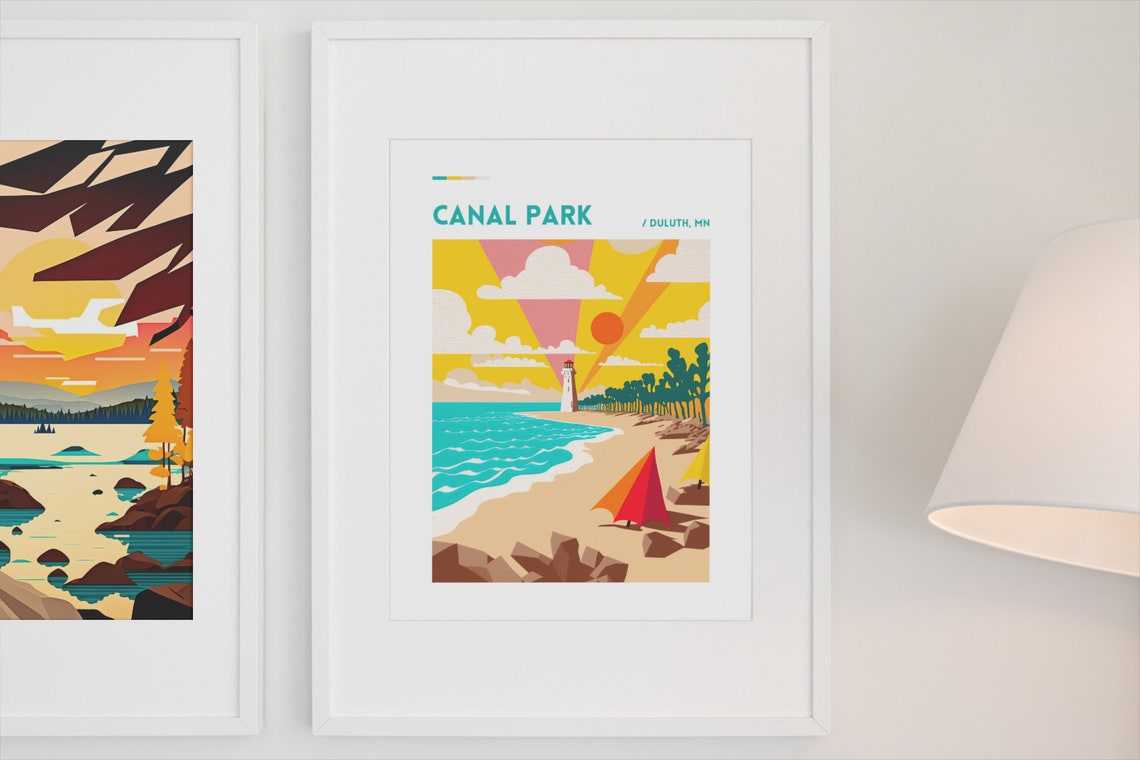 Canal Park Duluth Minnesota Vintage Beach Lighthouse Travel Poster - Image 5