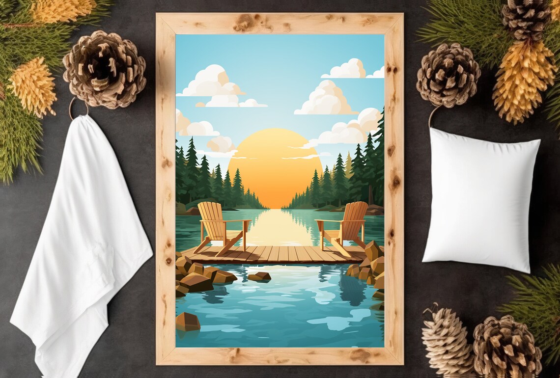Sunny Day Adirondack Chairs, Rustic Cabin Poster - Image 5