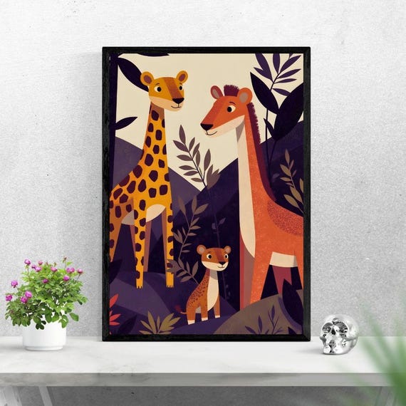 Safari Wildlife Wall Art For Nursery High Res 300 Dpi