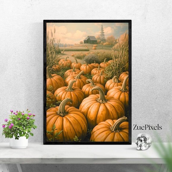 Autumn Pumpkin Field Art Print