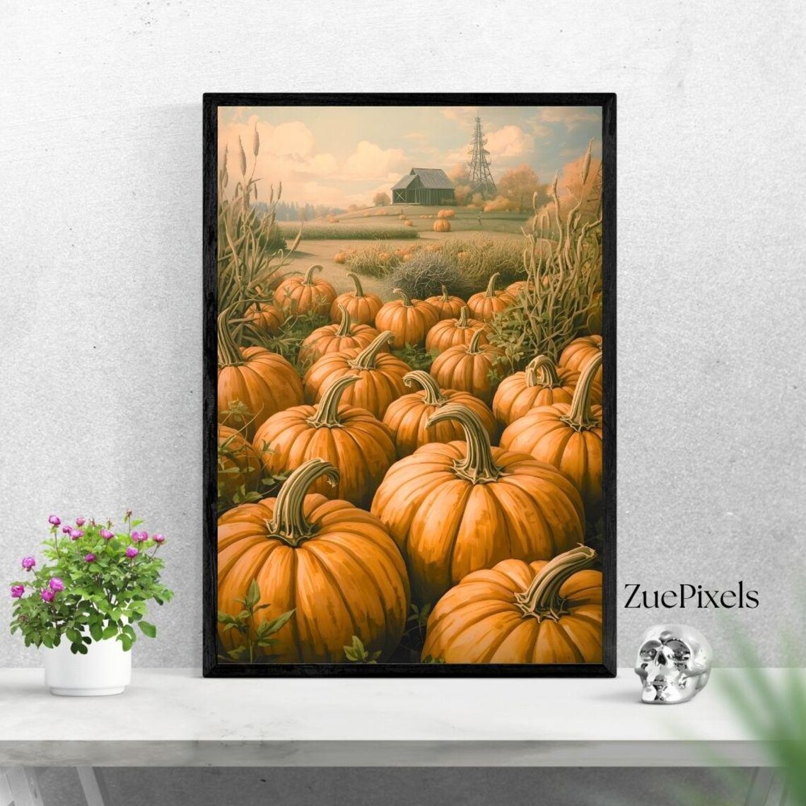 Autumn Pumpkin Field Art Print
