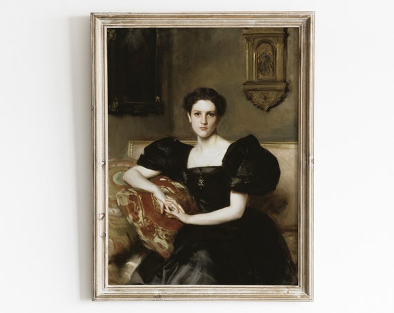 Vintage Female Portrait Art Print, Traditional Decor
