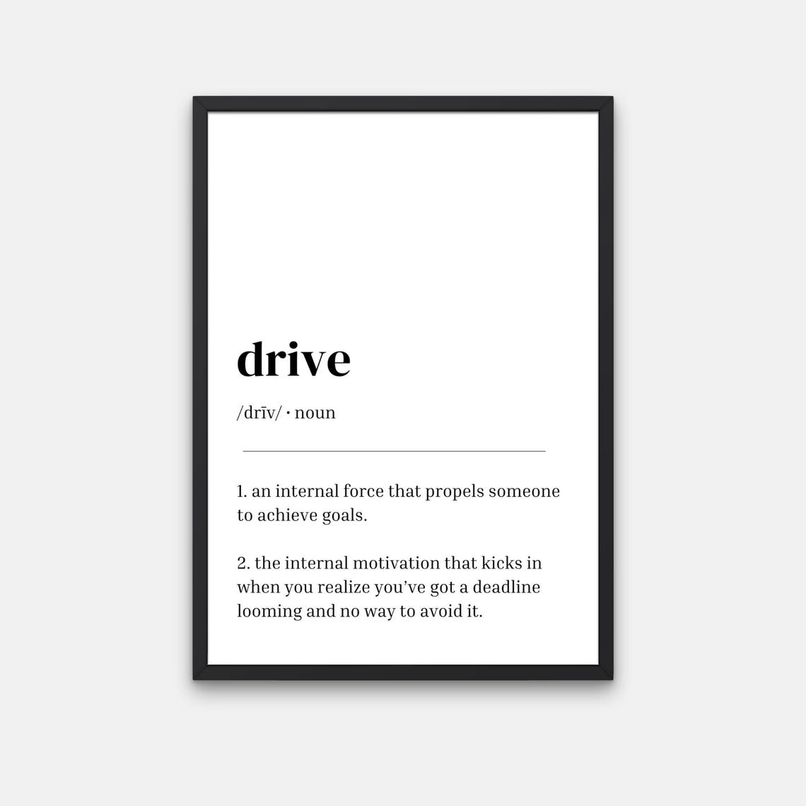 Drive Funny Dictionary Definition Office Workplace Humor Print