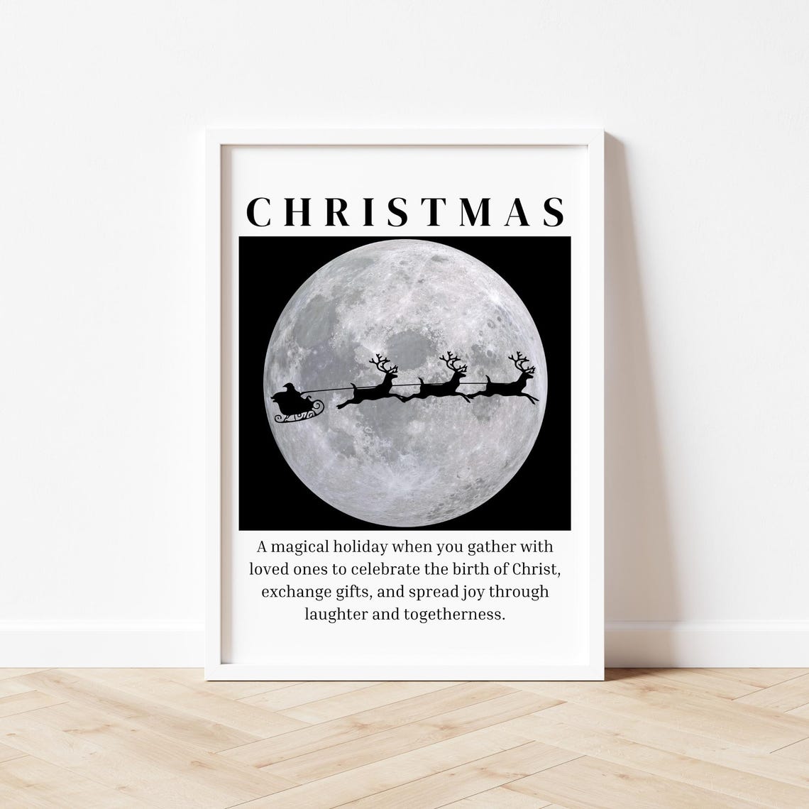 Christmas Definition Santa Sleigh Moon Silhouette Holiday Poster - Image 3