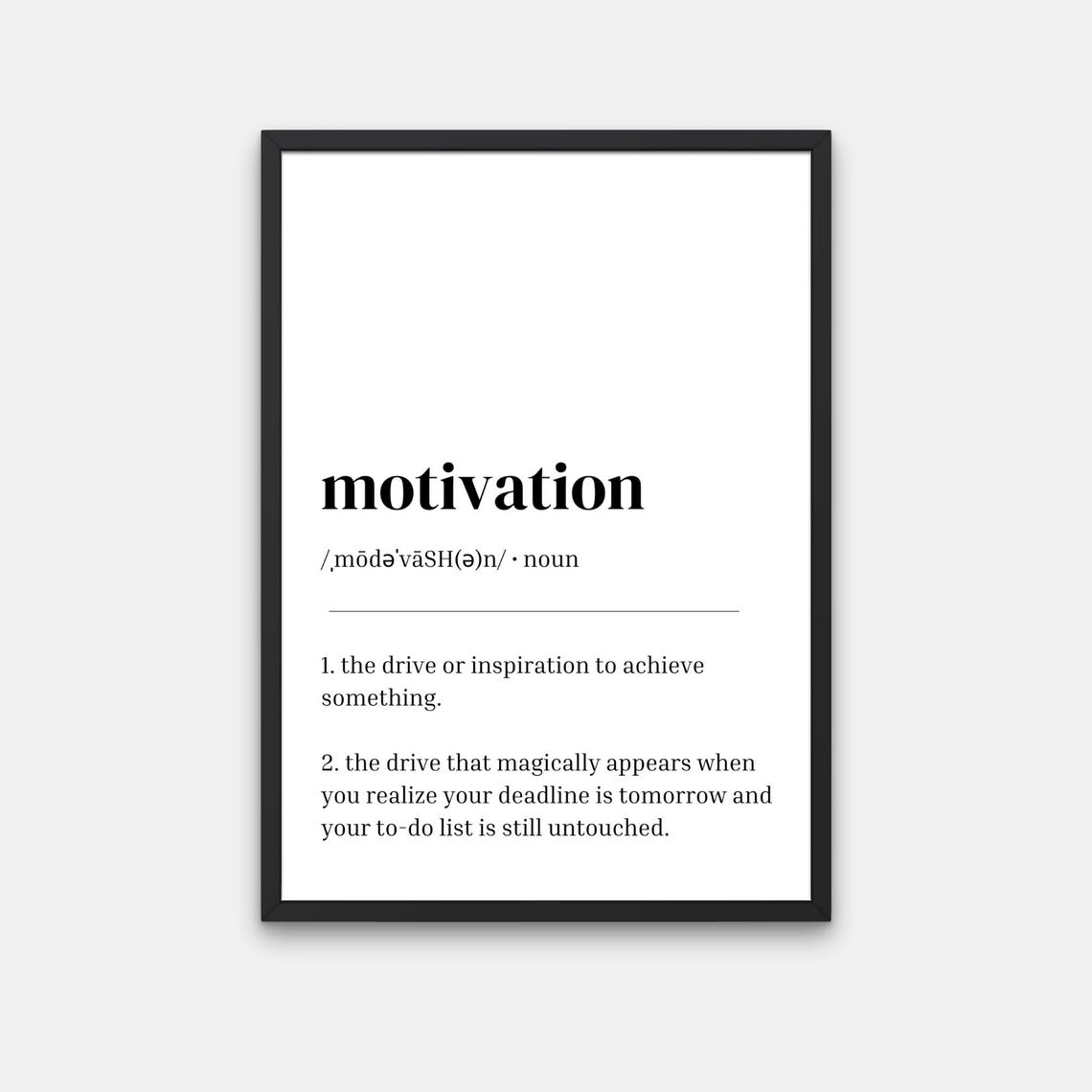 Motivation Funny Dictionary Definition Office Workplace Print