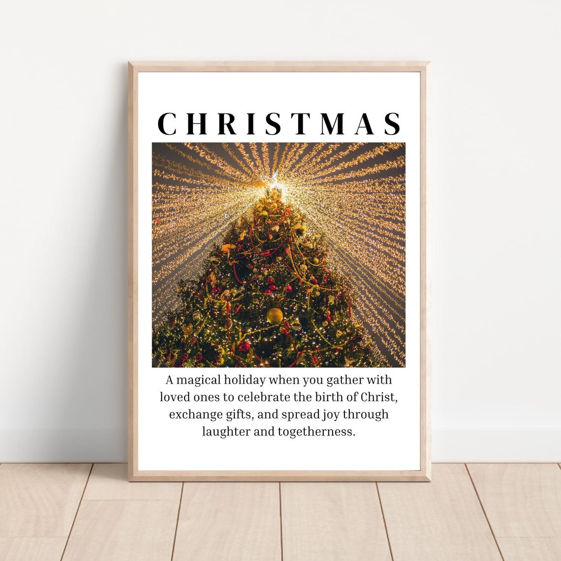 Christmas Definition Glowing Christmas Tree Lights Holiday Poster