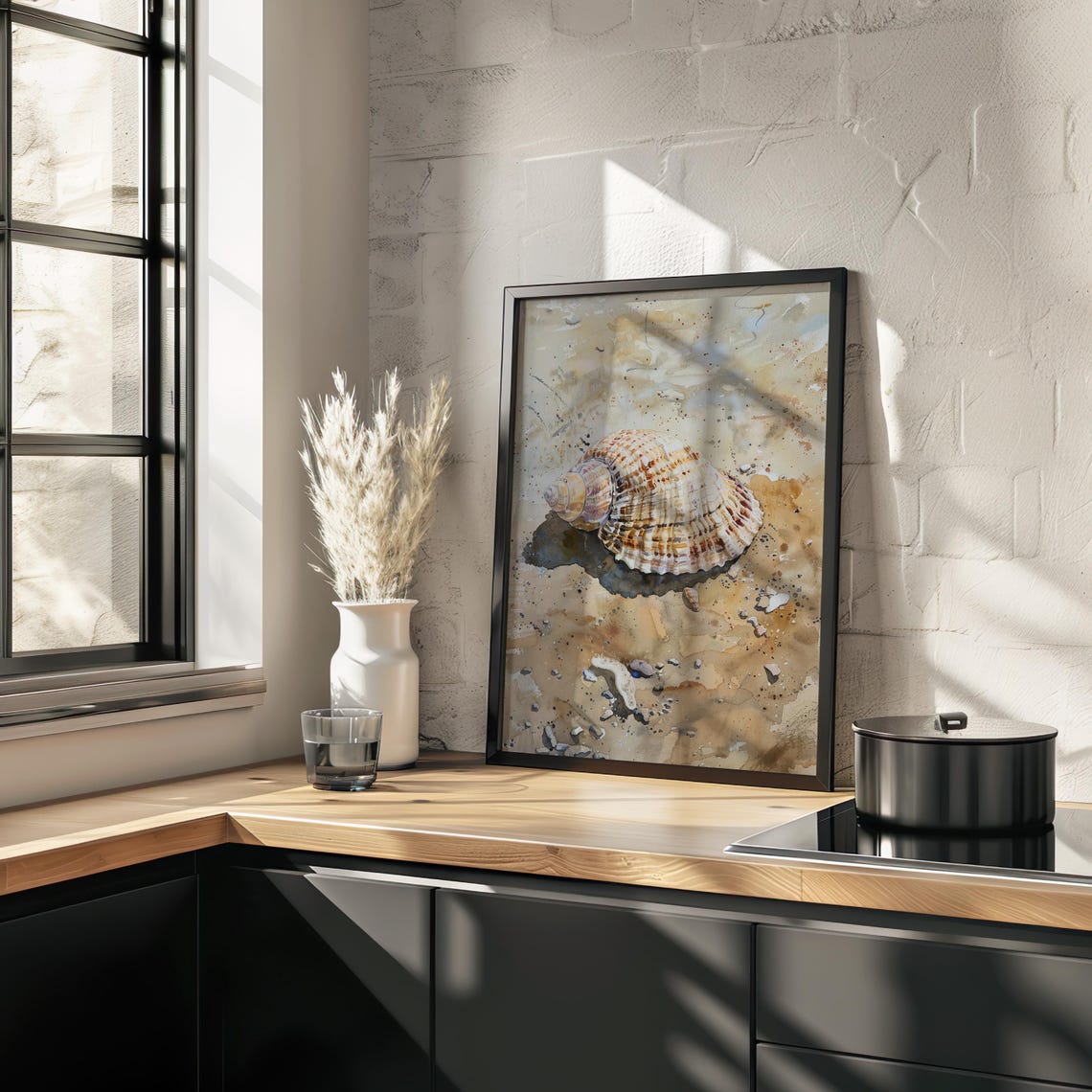Seashell Beach Sand Watercolor Coastal Shell Still Art Poster - Image 4