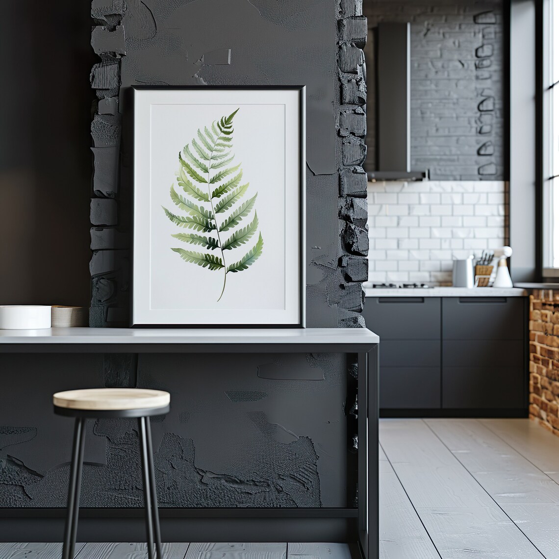 Green Fern Leaf Watercolor Botanical Plant Minimalist Art Poster - Image 5