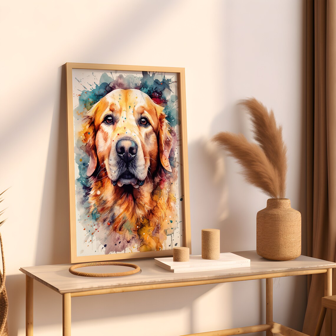 Golden Retriever Painting Wall Art Poster Gift Watercolor Colorful Animal Painting Illustration Nature Wall Art Home Decor - Image 4