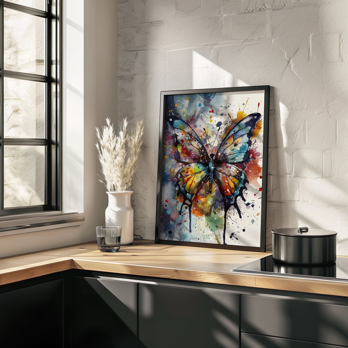 Colorful Butterfly Watercolor Drip Art Vivid Insect Wall Poster - Image 3