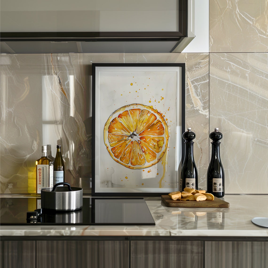Orange Slice Cross Section Juicy Watercolor Kitchen Art Poster - Image 4