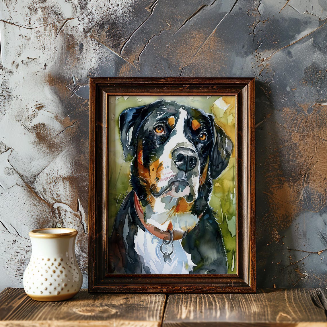 Greater Swiss Mountain Dog Watercolor Portrait Breed Art Poster - Image 2