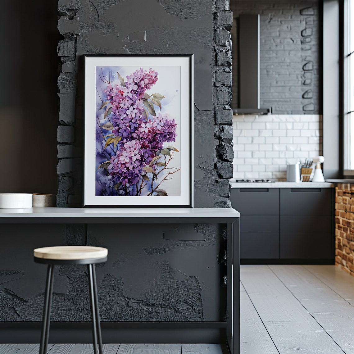 Purple Lilac Blossoms Rich Watercolor Spring Flower Cluster Poster - Image 3