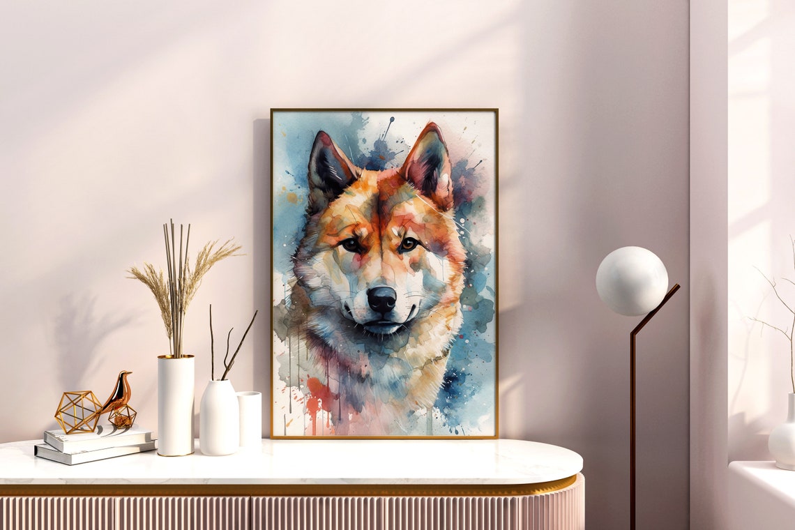Akita Inu Painting Wall Art Poster Gift Watercolor Colorful Animal Painting Illustration Nature Wall Art Home Decor Print - Image 5