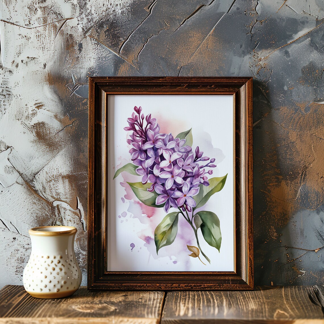Lilac Blossom Cluster Pink Purple Watercolor Floral Art Poster - Image 5