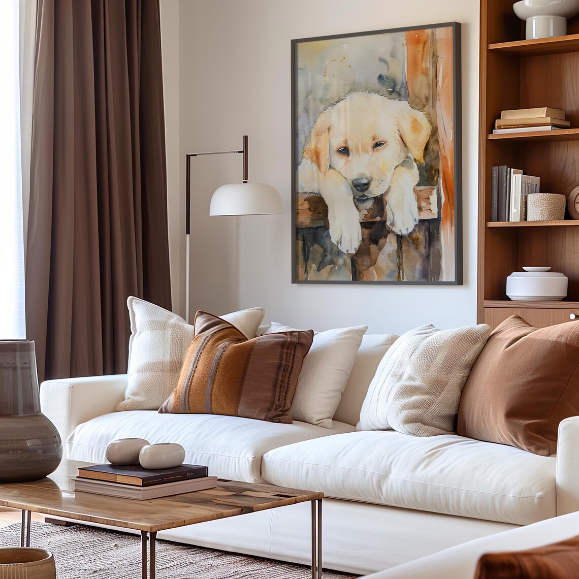 Golden Labrador Puppy Watercolor Sleepy Dog Nursery Art Poster - Image 4