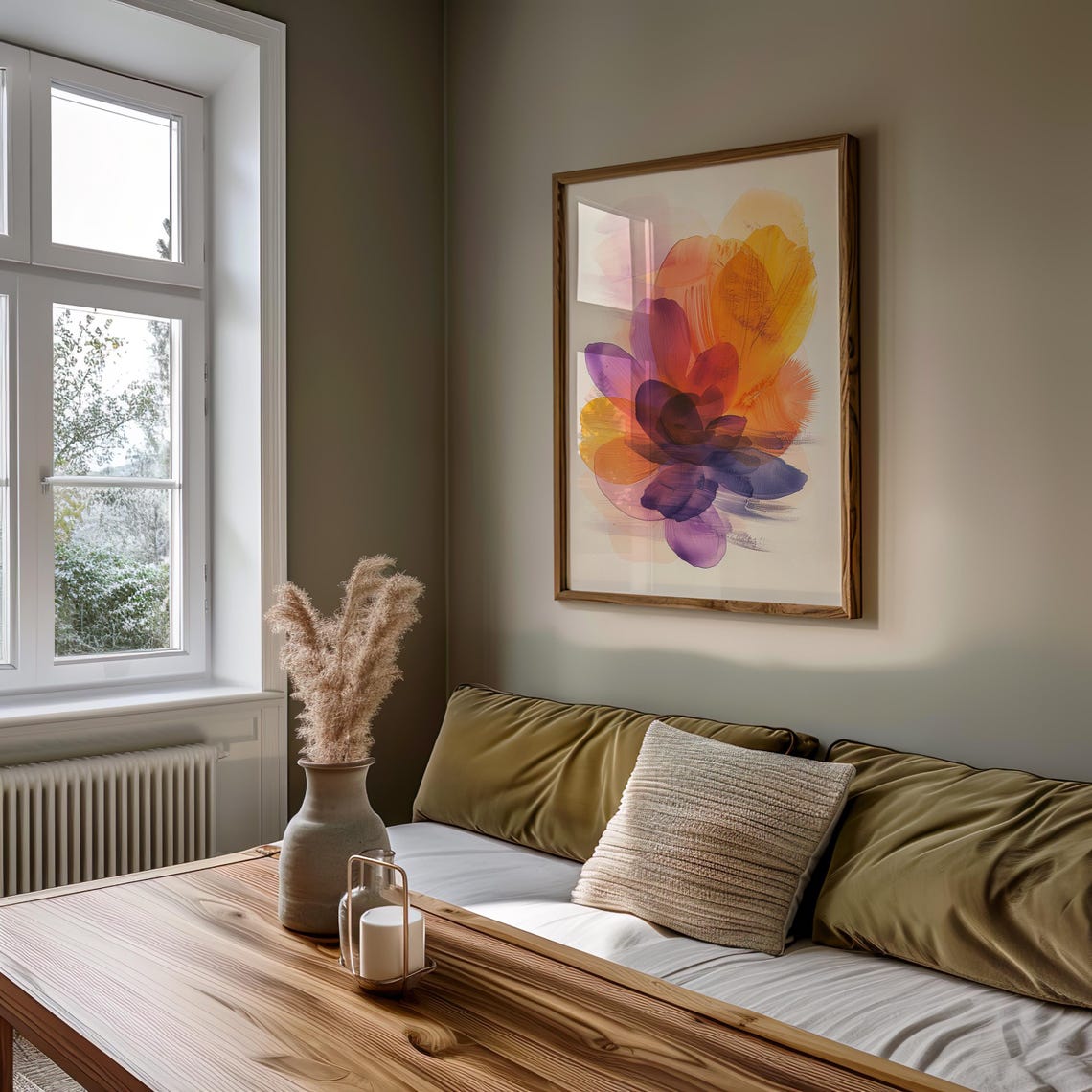 Abstract Floral Petals Watercolor Purple Orange Modern Art Poster - Image 5
