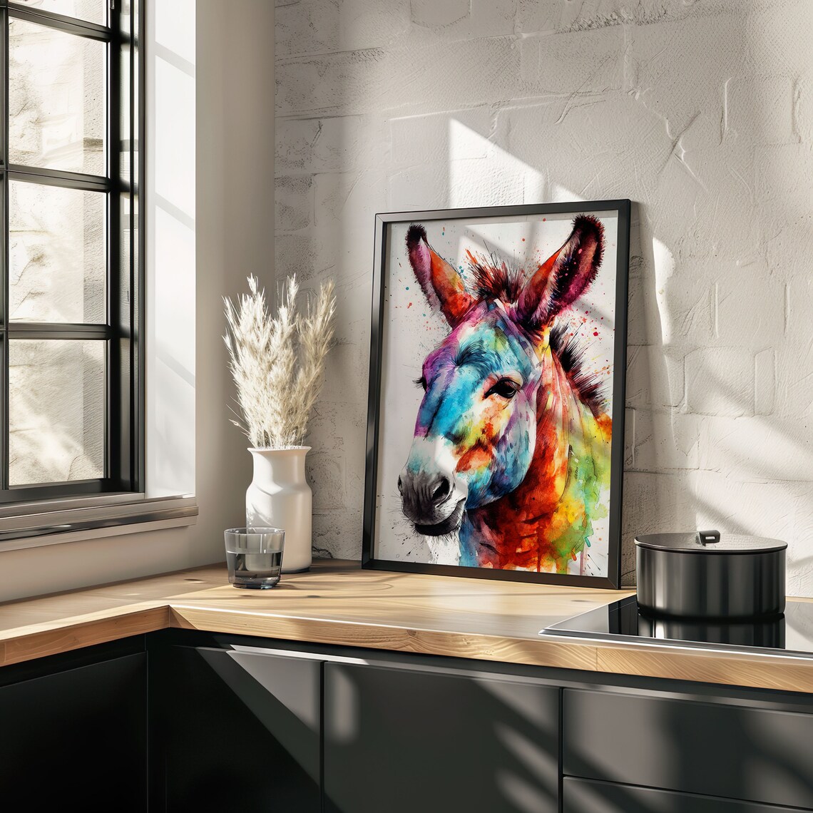 Colorful Donkey Painting Wall Art Poster Gift Watercolor Colorful Animal Painting Illustration Nature Wall Art Home Decor Print - Image 4