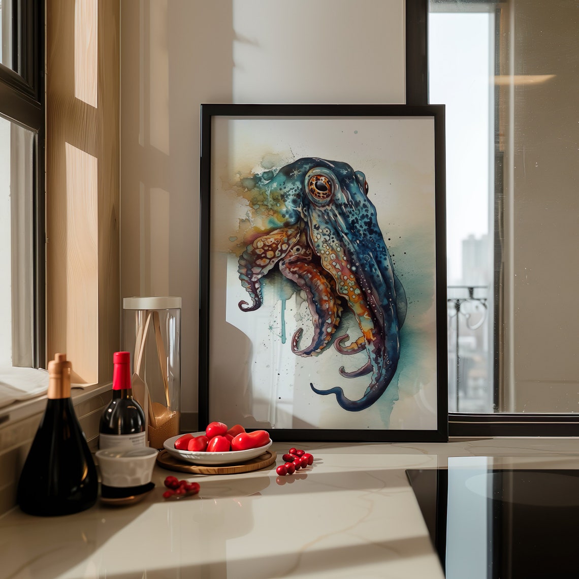 Colorful Cuttlefish Watercolor Sea Life Marine Animal Art Poster - Image 5