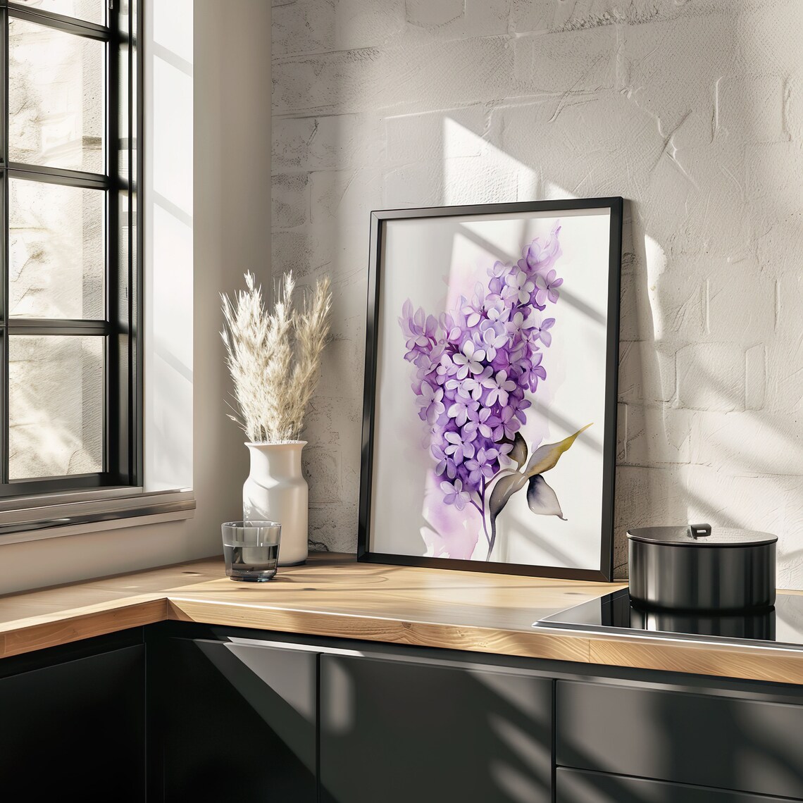 Lilac Watercolor Elegant Purple Bloom Single Branch Minimalist Art Poster - Image 3