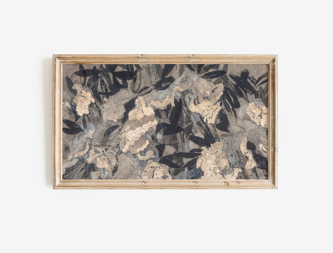 Dark Botanical Ink Wash Abstract Floral Moody Elegant Wall Art - Image 2