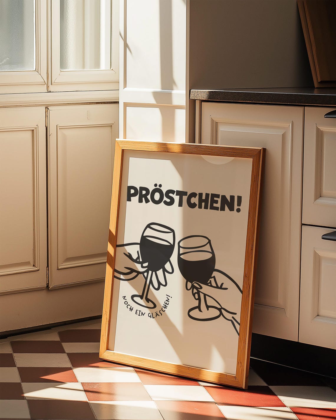 Prostchen Noch Ein Glaschen Wine Toast Retro Bar Cart Kitchen Poster - Image 2
