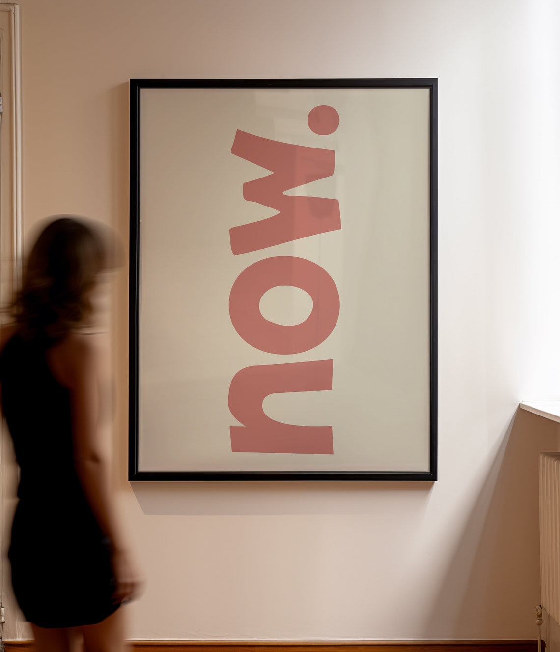 Now Minimalist Pink Mindfulness Typography Presence Quote Poster - Image 3