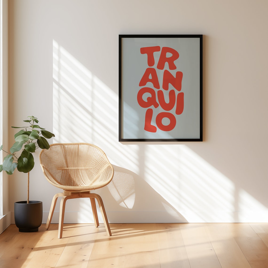Red Tranquilo Quote Retro Minimalist Mindfulness Wall Decor Poster - Image 2