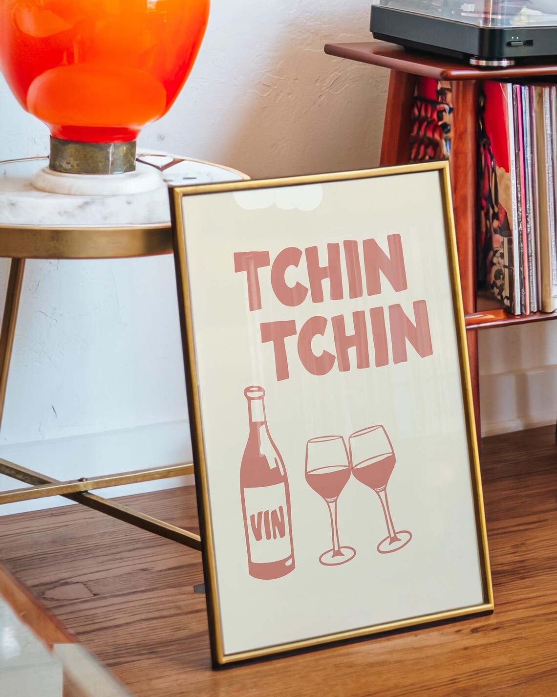 Rose Pink Tchin Tchin French Wine Toast Retro Bar Cart Decor Poster - Image 2