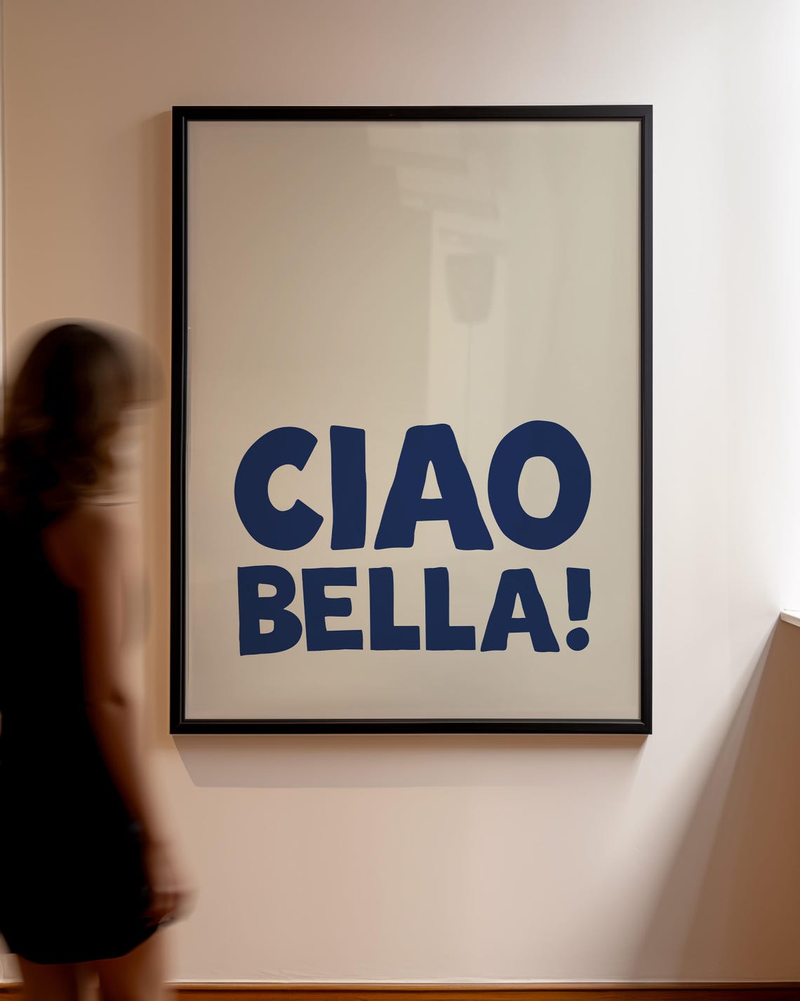 Ciao Bella Navy Blue Italian Phrase Cream Classic Entryway Print - Image 3