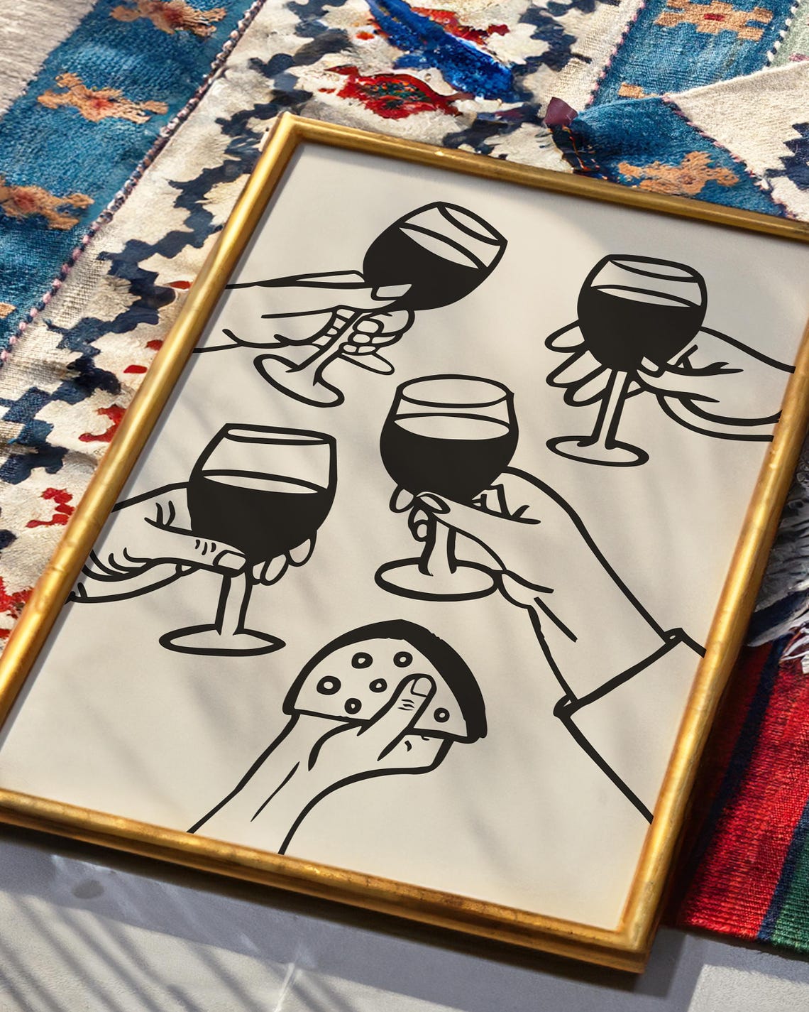 Cheers Wine Hands Black and White Toast Celebration Kitchen Poster - Image 2