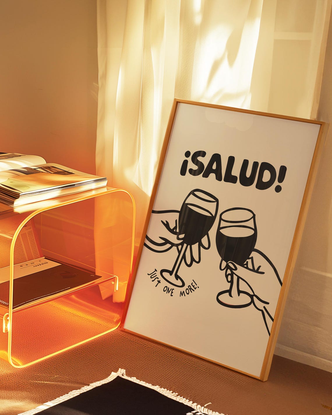 Salud Just One More Black and White Toast Cheers Wine Bar Poster - Image 2