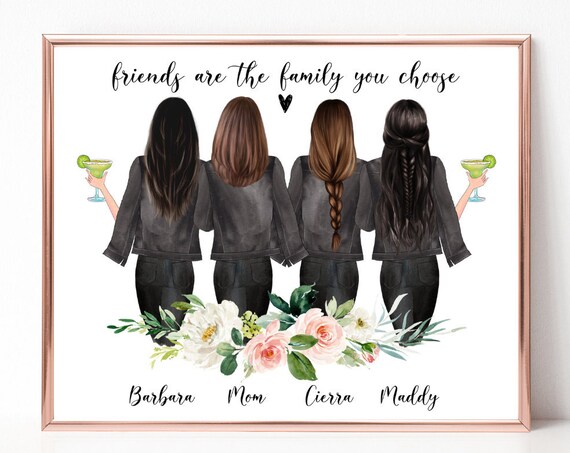 Four Friends With Margaritas Friends Are The Family You Choose Poster