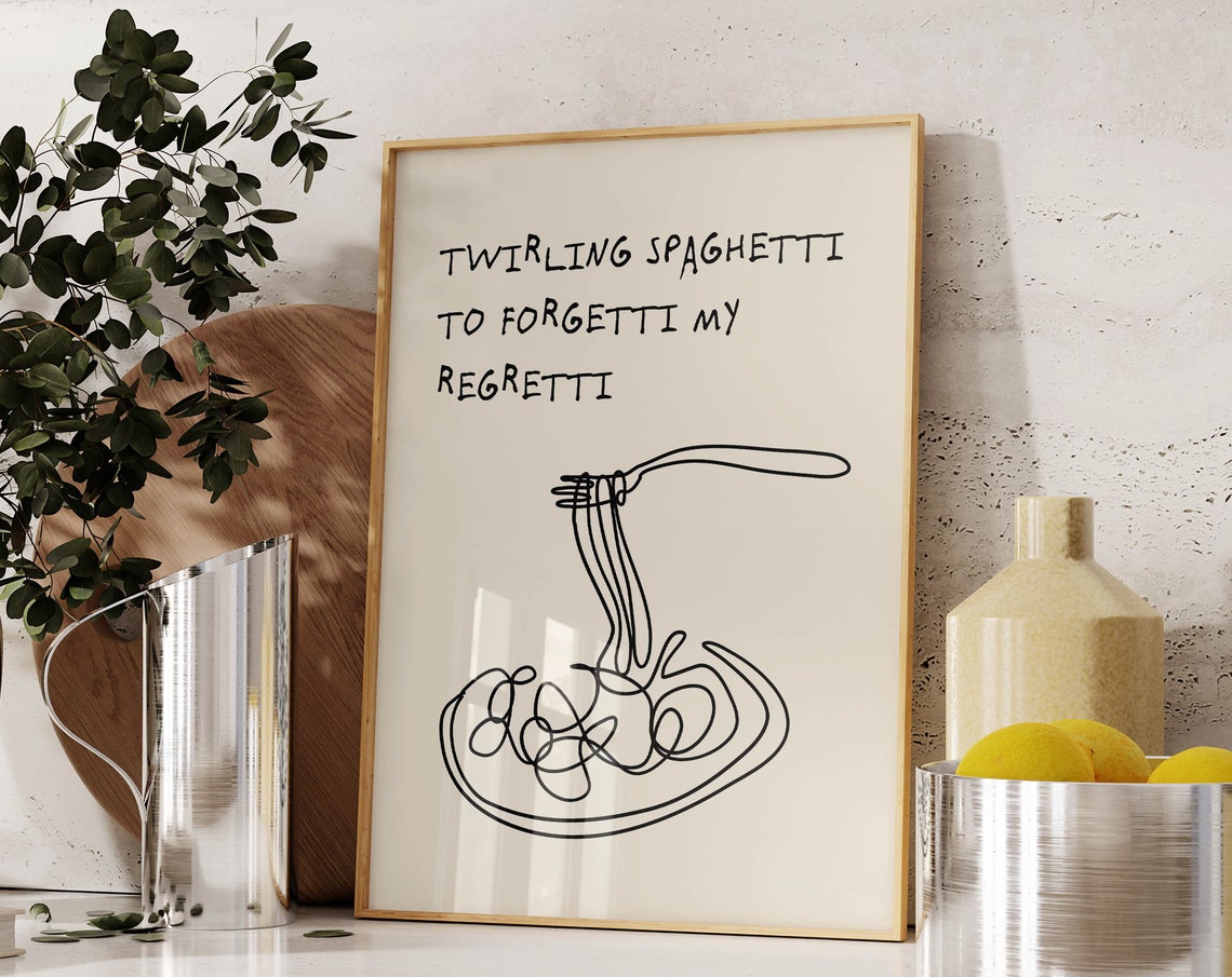 Twirling Spaghetti to Forgetti My Regretti Minimal Pasta Poster - Image 5