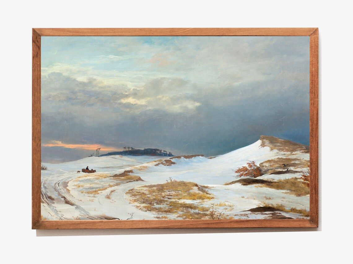 Winter Landscape Vintage Oil Painting Art Print - Image 3