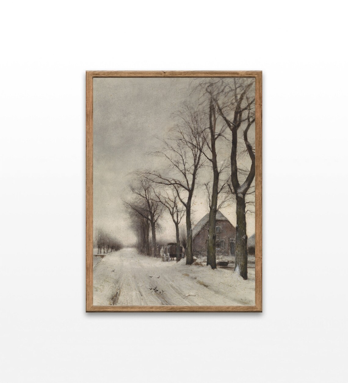 Winter Landscape Vintage Art Print, Farmhouse Decor