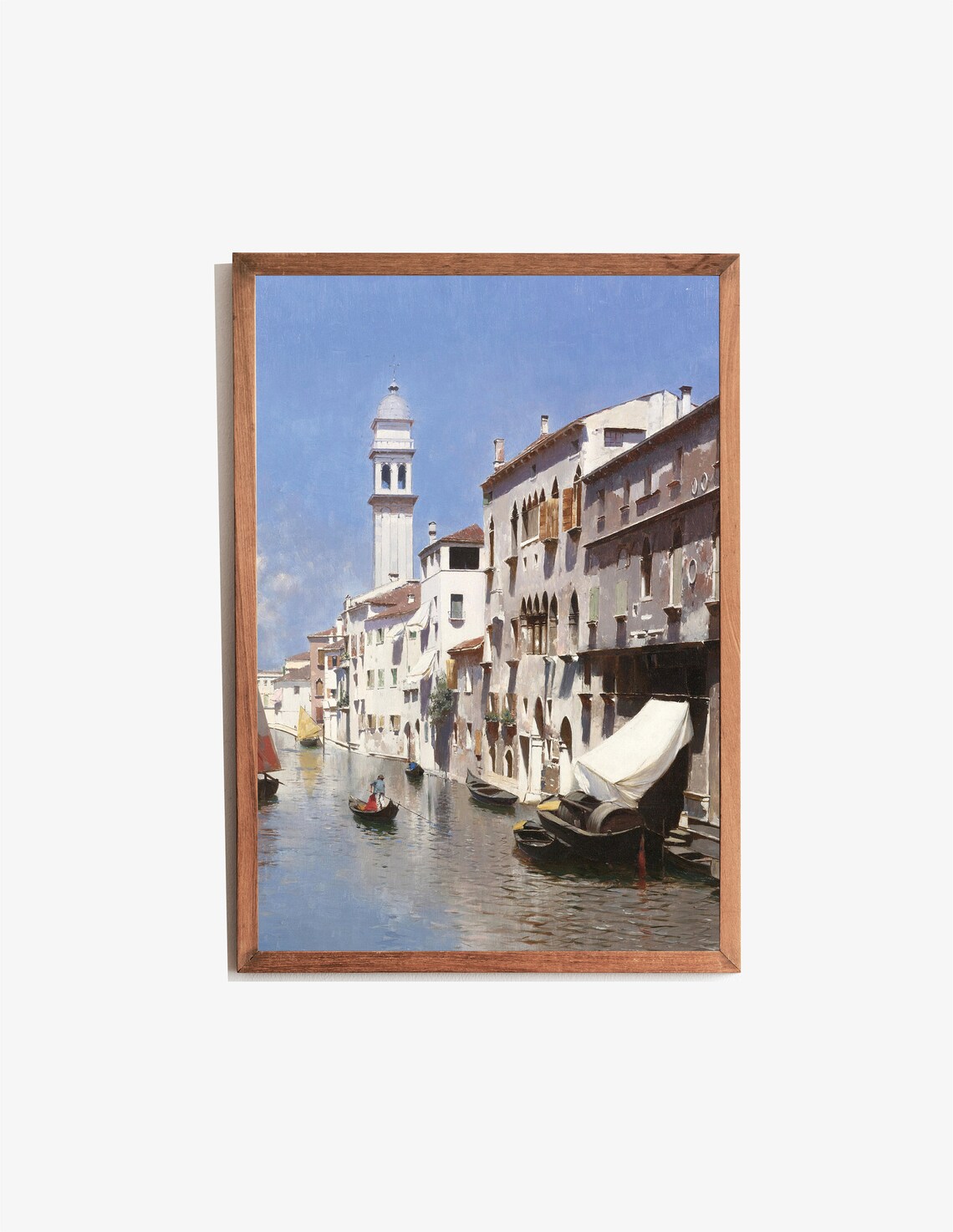 Venice Canal With Bell Tower Gondolas And Boats Sunny Day Art Poster - Image 3