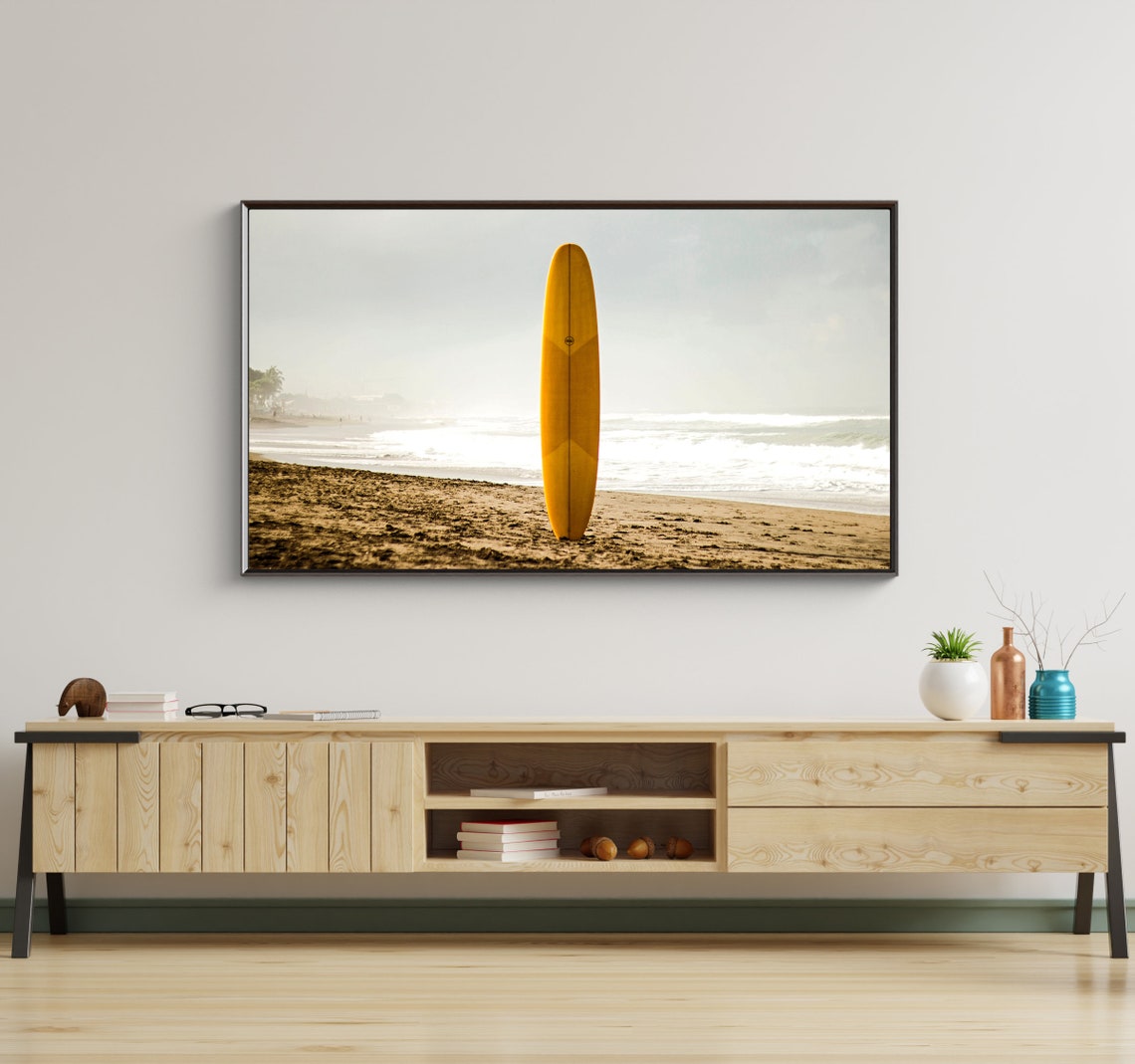 Frame Tv Art Beach Landscape Surfboard Frame Tv Art Tv Art For Frame Instant - Image 2
