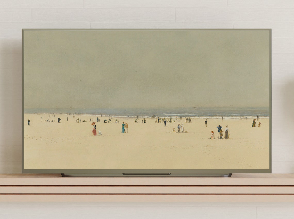 Beach Bathers Summer Day Vintage Coastal Painting Wall Art Poster - Image 3