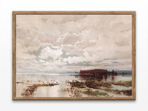 Antique Landscape Painting Vintage Nature Paintings Farmhouse Decor Wall Art Prints