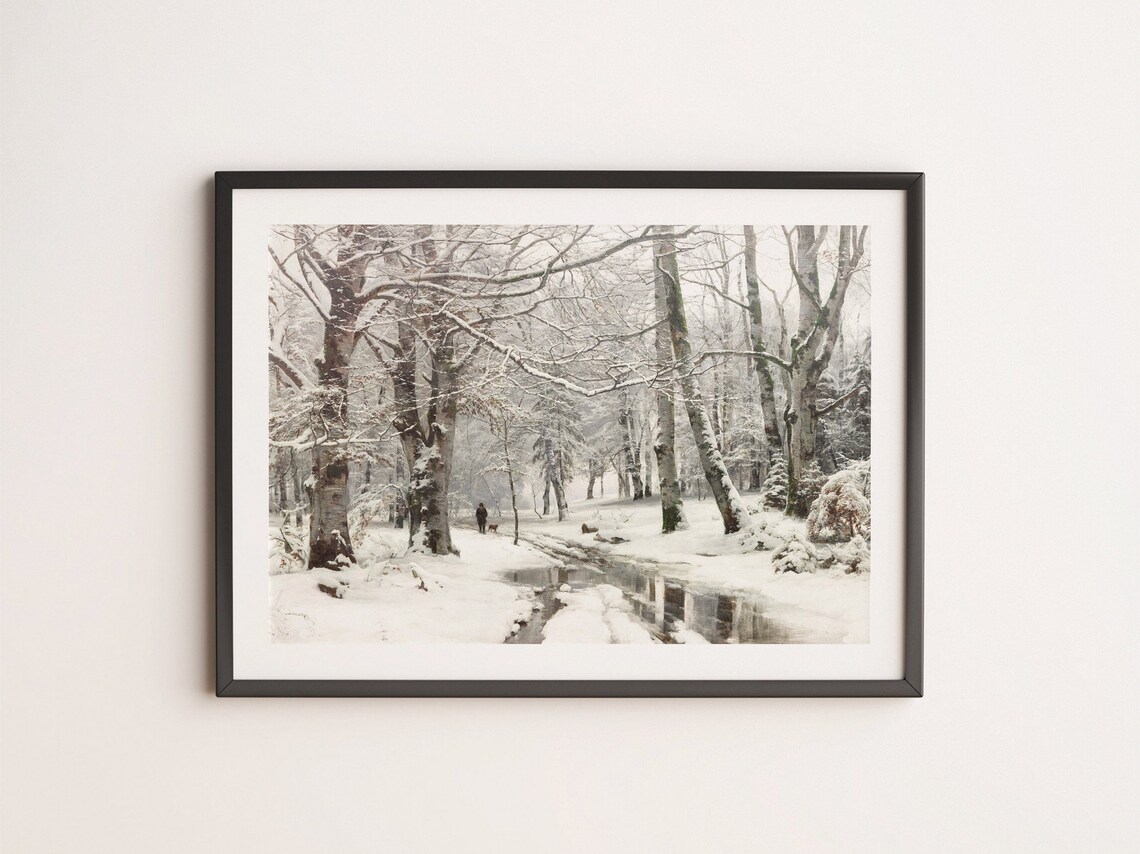 Beech Forest Winter Art Print, Christmas Decor - Image 4