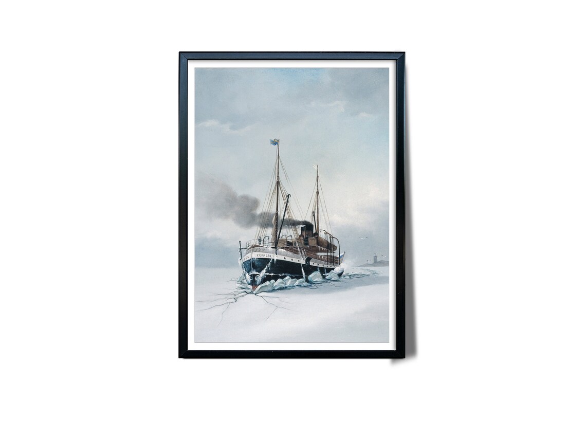 Icebreaker Ship Express Breaking Through Arctic Ice Vintage Nautical Poster - Image 3