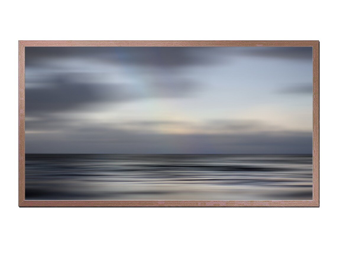 Abstract Blurred Ocean Horizon At Dusk Calm Gray Blue Minimalist Seascape Poster
