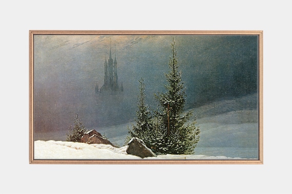 Winter Landscape With A Church, Vintage Art Print