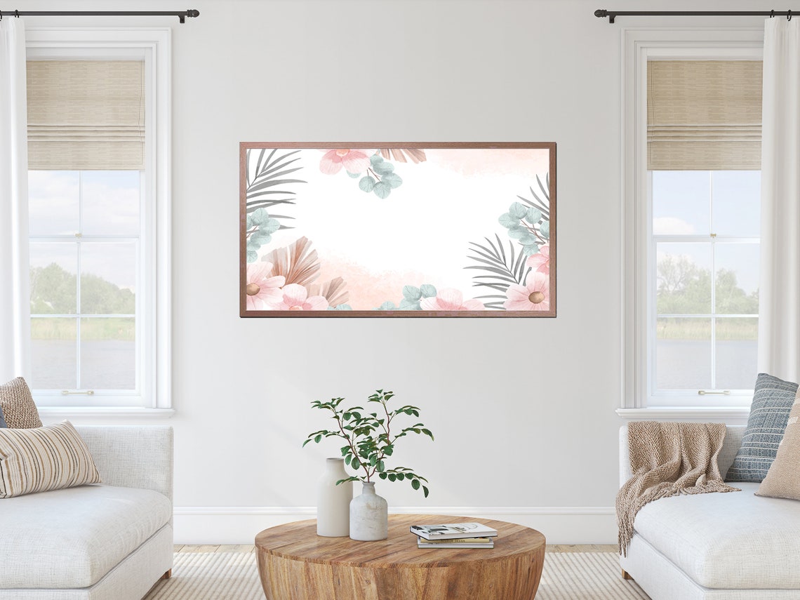 Blush Pink Floral Border Eucalyptus Watercolor Nursery Wall Art - Image 2
