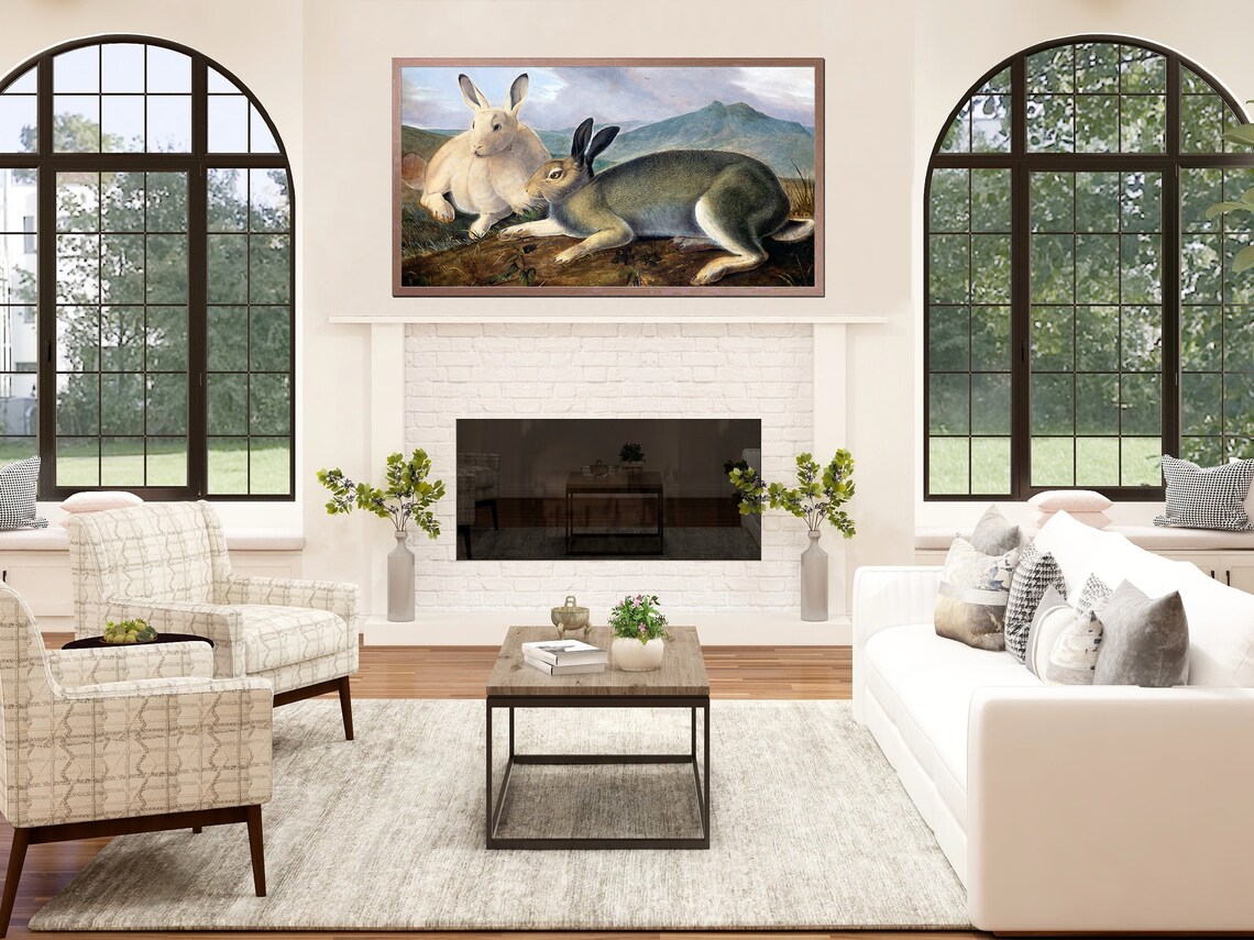 Arctic Hares Antique Natural History Illustration Two Rabbits Art Poster - Image 2