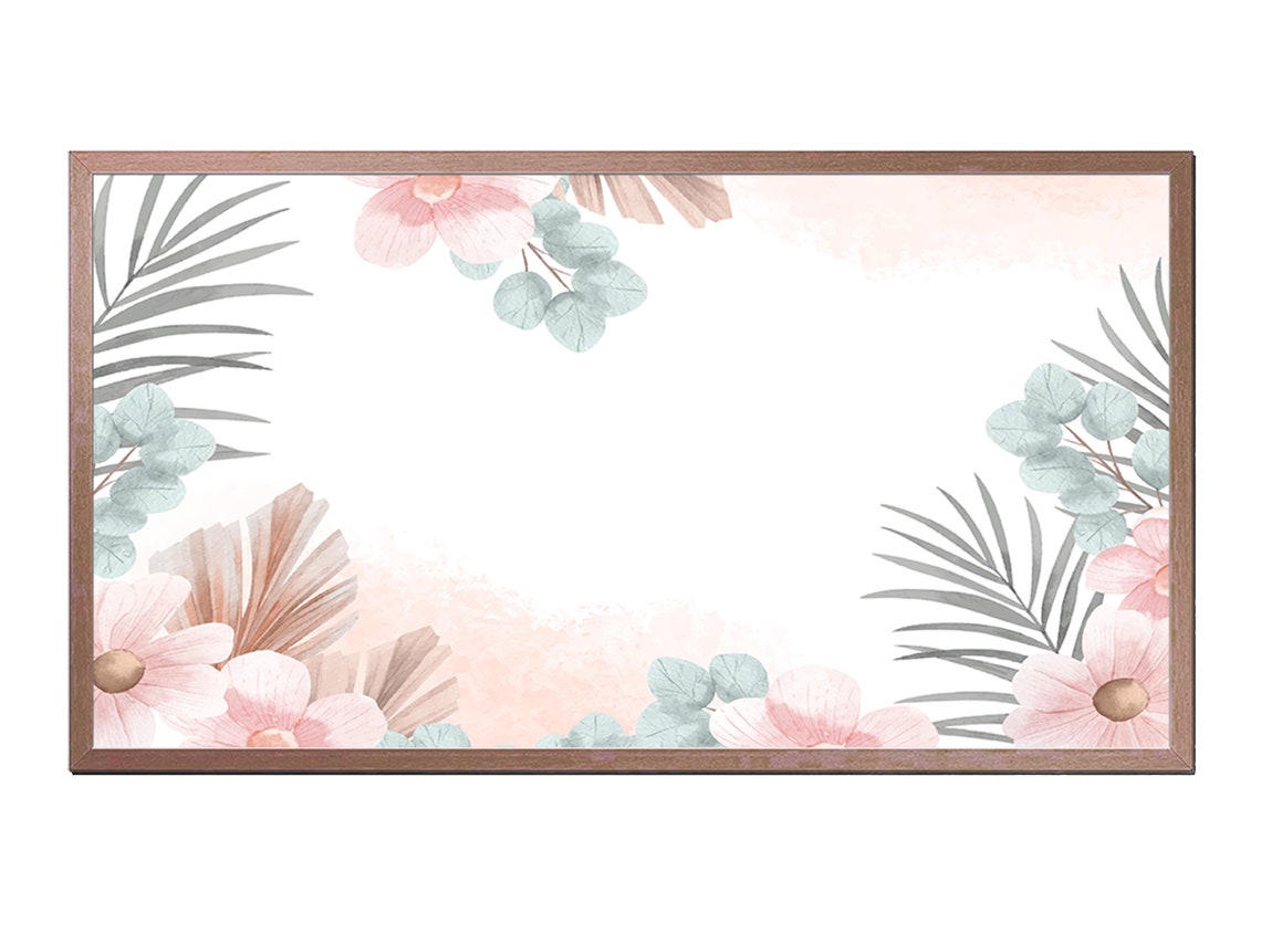 Blush Pink Floral Border Eucalyptus Watercolor Nursery Wall Art