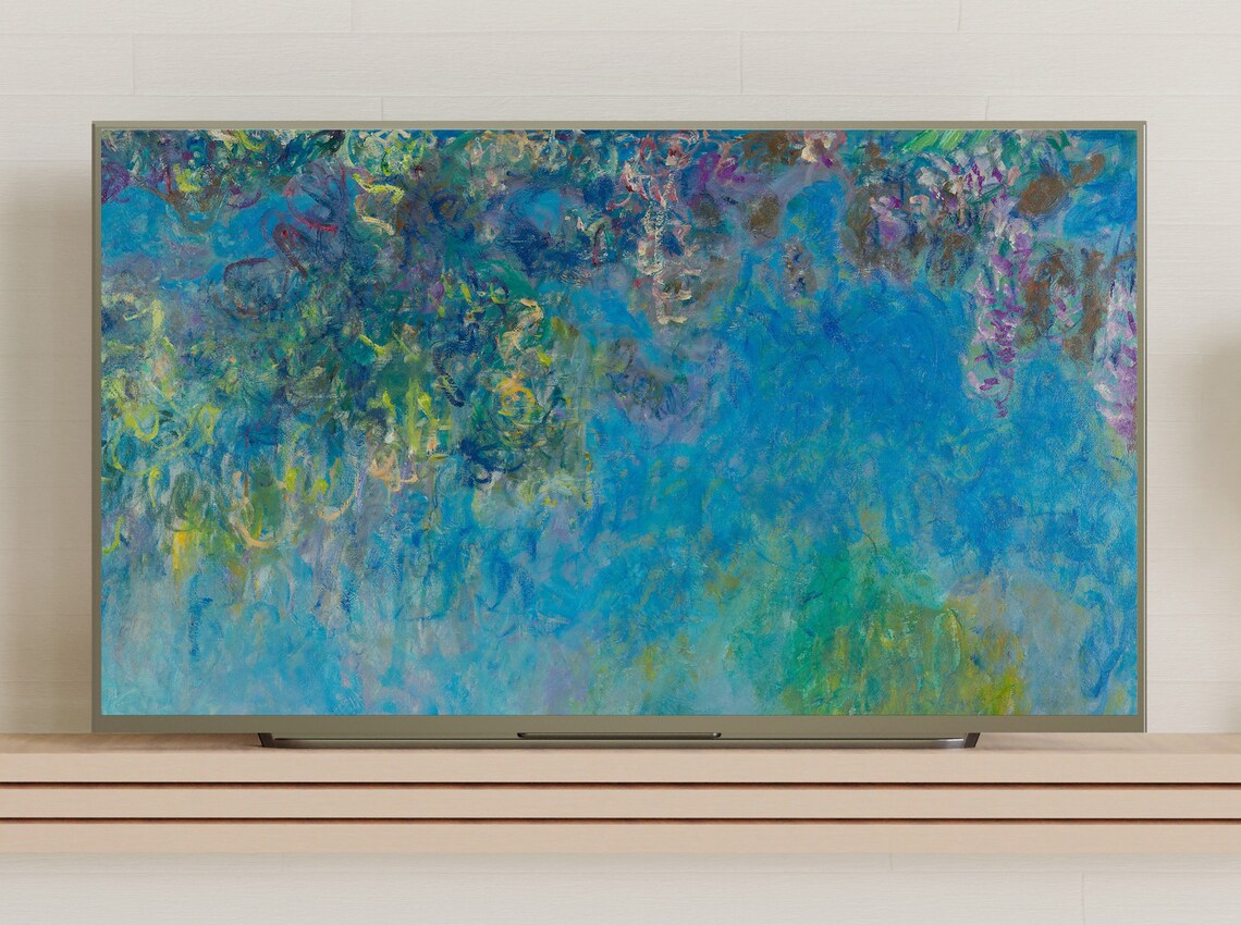 Claude Monet Wisteria Blue Garden Pond Impressionist Floral Painting Poster - Image 3