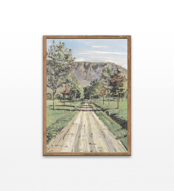 Paintings Of Road Vintage Landscape Artworks Rustic Home Decor New House Gift Wall Art